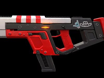 Modern Tactical Weapon Design With Red White Stripes Black Components And Military Logo 3d model