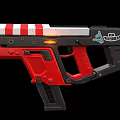Modern Tactical Weapon Design With Red White Stripes Black Components And Military Logo