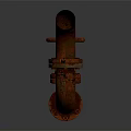 Rusty Metal Industrial Hardware Pipe Valve With Handwheel And Flange Connections