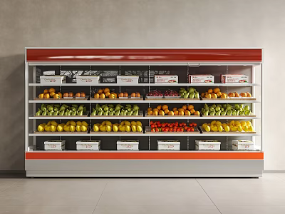 Commercial Refrigerator Freezer with Fresh Fruits Display Multiple Layers Retail Storage 3d model
