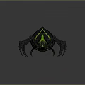 Fantasy Spider Creature With Black Body Green Glowing Stripes And Sharp Legs