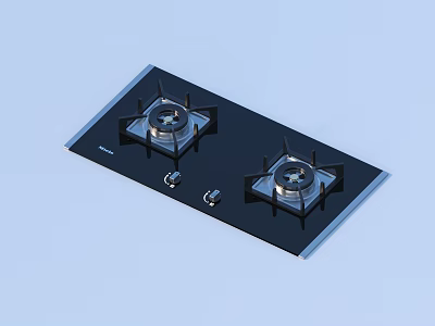 Modern Black Gas Stove With Double Burners And Smooth Cooktop Surface 3d model