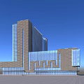 Modern Office Building With Glass Curtain Wall And Metal Stone Exterior Design