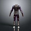 3D Fantasy Character Armor Design With Purple Black Details And Metallic Decorations