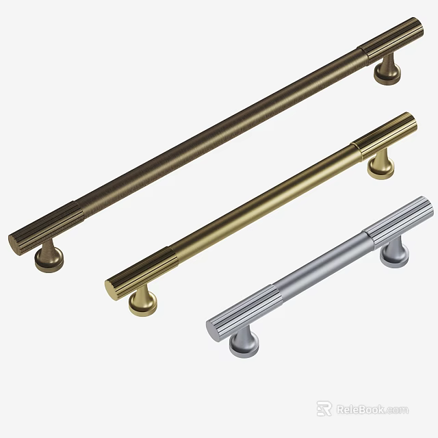 Door Handles Brass Gold and Silver Modern Long Bar Design for Cabinet and Drawer Furniture 3d model 
