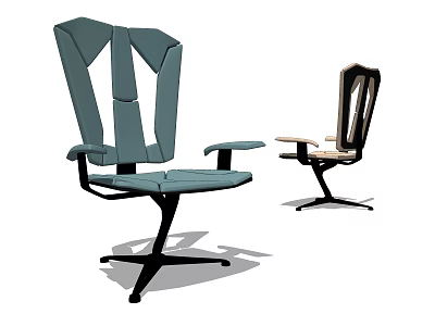 Modern Office Chair With Geometric Backrest Armrests And Five Pointed Caster Base 3d model