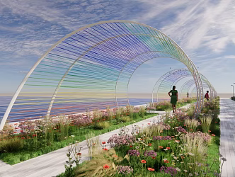 Colored rope woven landscape gallery flower gallery profiled gallery 3d model