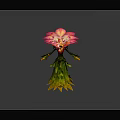 Vibrant Flower Character With Pink Yellow Petals And Green Leaf Body
