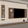 Modern TV Wall Design with Wooden Panels Built-in Shelves LED Lighting and Marble Countertop