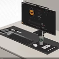 Modern Computer Desktop Setup With Monitor Keyboard Mouse And Ergonomic Desk Accessories