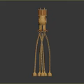 Golden Red Decorative Ornament Design With Hanging Chains And Small Bells
