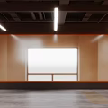 Empty Indoor Space With Brown Walls White Large Screen And Ceiling Linear Lights 3d model