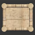 Natural Wooden Stool With Simple Design Striped Seat And Sturdy Legs