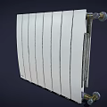 Industrial White Radiator With Vertical Panel Design And Brass Connections 3d model