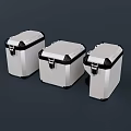 Three White Storage Boxes With Black Accents And Secure Locking Latches 3d model