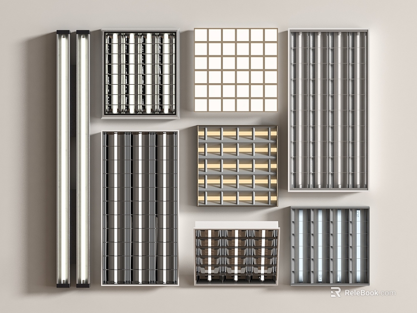 Modern Grid Lights with Various Grid Patterns and Multiple Styles for Interior Spaces 3d model 