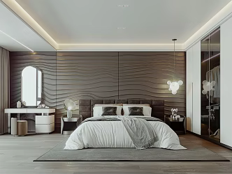 Modern Bedroom Premium Grey Bedroom 3d model