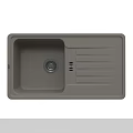 Modern Gray Single Bowl Kitchen Sink With Integrated Drainer Design 3d model