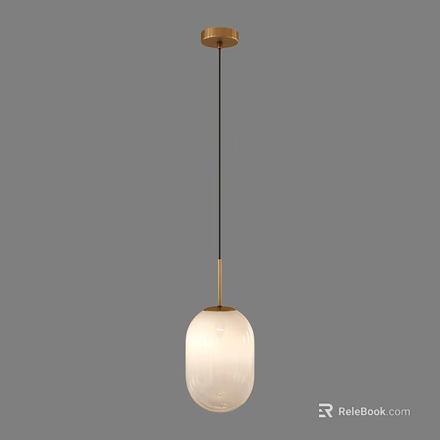 Modern Minimalist Pendant Light With White Glass Shade And Brass Metal Frame Design 3d model 
