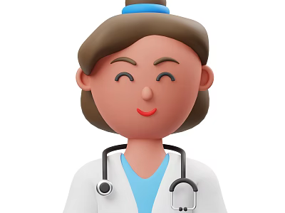 Cartoon Doctor Character With Stethoscope White Coat And Blue Scrubs 3d model