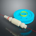 Air Conditioner Air Outlet 3D Model Featuring Blue Circular Component Yellow Ring And White Spiral
