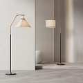 Modern Floor Lamps With Black Gold Stand And White Shades In Minimalist Home Decor