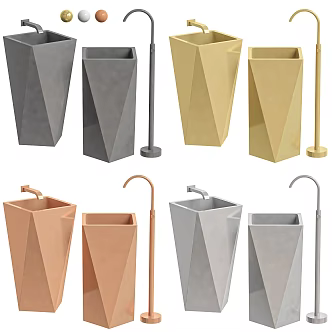 Cement concrete washbasin water hose pop-up drain pipe concrete style floor basin wash basin 3d model