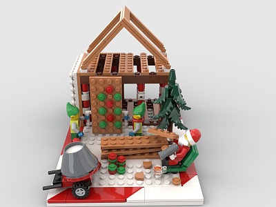 LEGO Toy Christmas Scene Christmas Construction Site 3d model