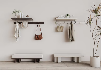 Modern Hook Clothes Hook Shoe Changing Stool 3d model