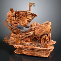 Detailed Rocky Terrain Miniature Model Featuring Winding Tracks And Wooden Supports