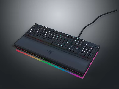 Ergonomic Gaming Keyboard with RGB Backlit and Wrist Rest for Computer Gamers 3d model