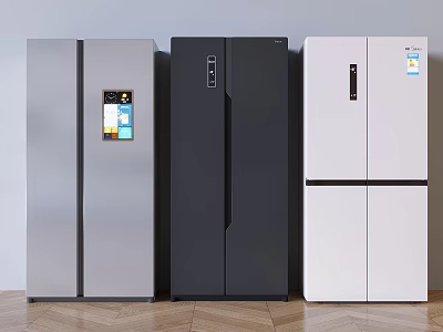 Modern Silver Black White Double Door Refrigerators For Home Kitchen Stylish Appliances 3d model