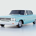 Classic Light Blue Vintage Sedan With Retro Design And White Roof
