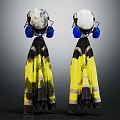 Yellow And Black Workwear With Reflective Strips Blue Earmuffs And White Hard Hats