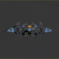 Detailed Blue Gray Spaceship Model With Yellow Cockpit And Complex Structure 3d model