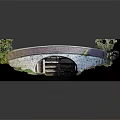 Stone Arch Bridge With Brick Masonry Over Canal Waterway Featuring Lock Gates And Side Steps 3d model