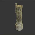 Cartoon Scene With Tall Castle Tower Featuring Brick Walls And Decorative Windows