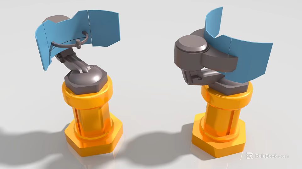 Industrial Mechanical Arm Equipment With Blue Components Yellow Hexagonal Base And Rotary Joints 3d model 