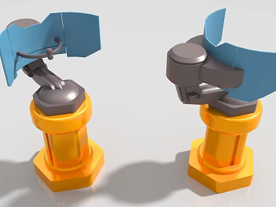 Industrial Mechanical Arm Equipment With Blue Components Yellow Hexagonal Base And Rotary Joints 3d model