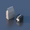 Patterned Paper Bag And Black Striped Label Box For Daily Living Supplies