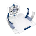 Modern Hi Tech Photo Check In Spot With Circular Logo Platform And Blue Silver Elements 3d model
