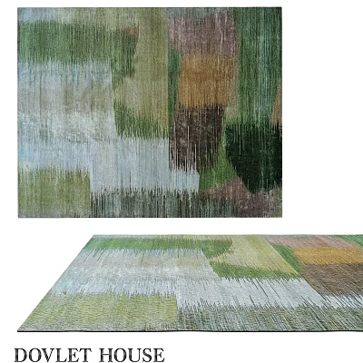 Square Rug With Abstract Green Brown White Color Block Pattern For Modern Home Decor 3d model