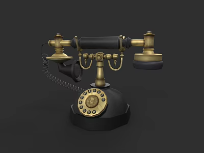 Vintage Telephone Sculpture With Brass Accents And Rotary Dial Design 3d model