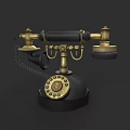 Vintage Telephone Sculpture With Brass Accents And Rotary Dial Design