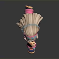 3D Animated Game Movie Character With Pink Blue Outfit Headband Long Hair Running Pose