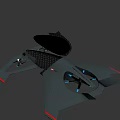 Futuristic Black Flying Vehicle Design With Transparent Canopy Propellers And Red Accents