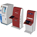 Public Facility Self Service Kiosks Featuring White Red Designs and Interactive Touch Screens