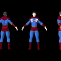 Man In Blue And Red Costume With Front Back Side Views 3D Character Design