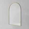 Arched Gold Frame Mirror Hanging On Grey Wall For Modern Home Decor