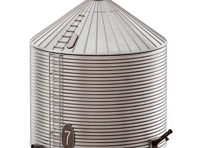 Industrial Metal Storage Tank with Ribbed Design Ladder Number 7 and Valve 3d model